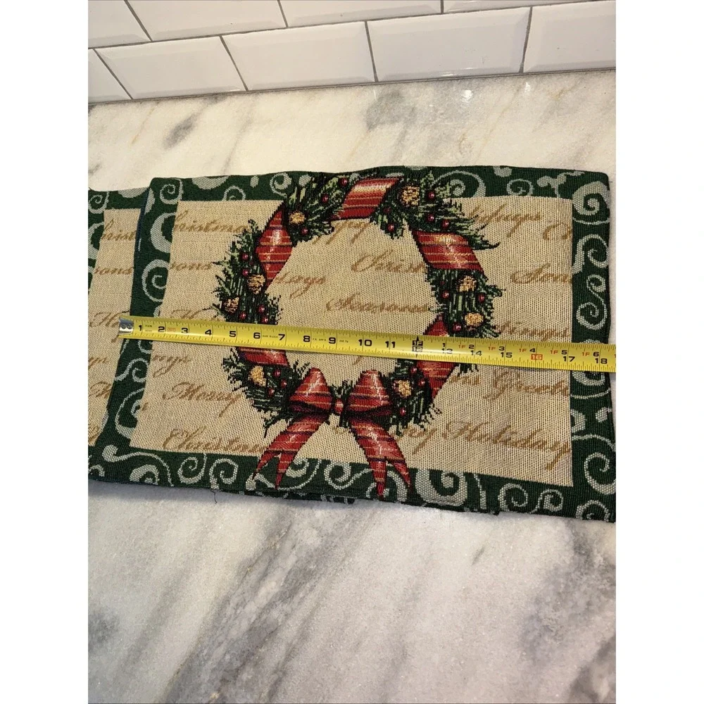 4 Vintage Trim A Home KMart Tapestry Placemats Reversible Christmas TreeWreath00